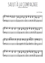 Téléchargez l'arrangement pour piano de la partition de Salut à la compagnie en PDF